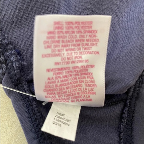 Xhilaration Navy Blue/ Pink Knit Adj. Swim Suit Top Womens Junior XS - NWT - Picture 6 of 7